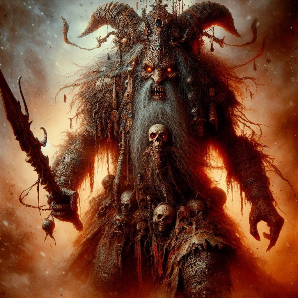 AI generated: heavy nightmare Version of baba yaga, photorealism, fantasy, dynamic lighting, very high ultra detai...