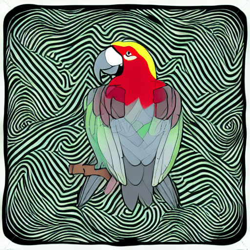 AI generated: vector graphic logo of a parrot, simple minimal --no realistic photo details