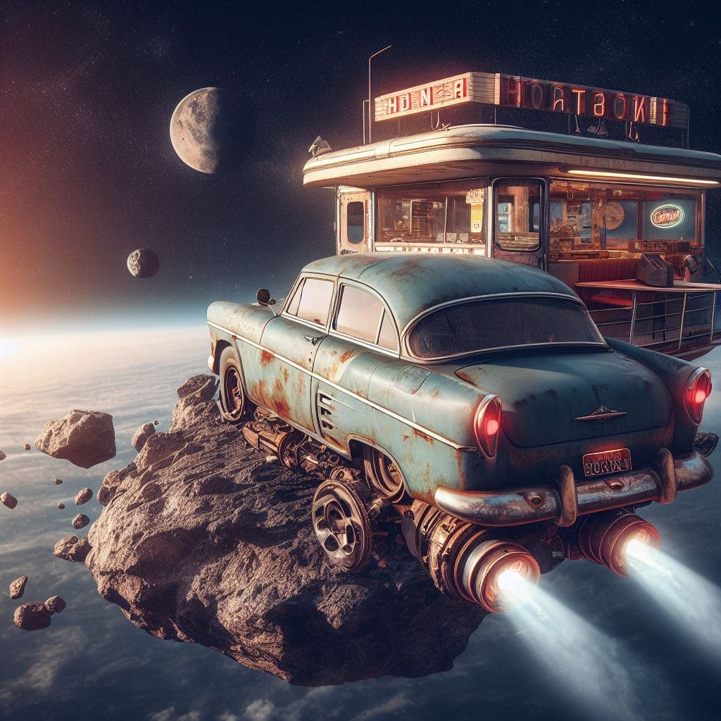 AI generated: photorealism,ultrarealism, vintage, old, ussr, rusty, soviet, car iz 2 1 2 5!!! as a realistic scifi...