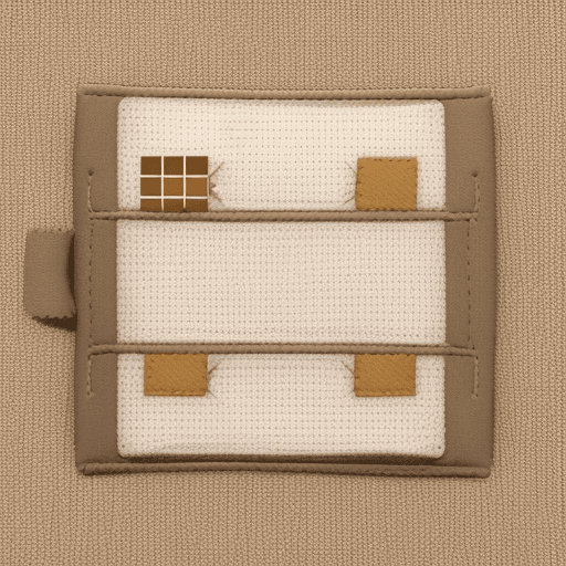 AI generated: 
1. **Canvas in Beige and Brown**
2. **Recurring MM Logo Diagonally**
3. **Dimensions: 20x15x5 cm**
...