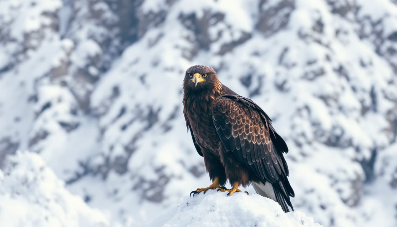 AI generated: eagle in snow mountain