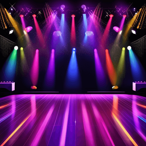 AI generated: disco, party with sparkling lights and dance floor