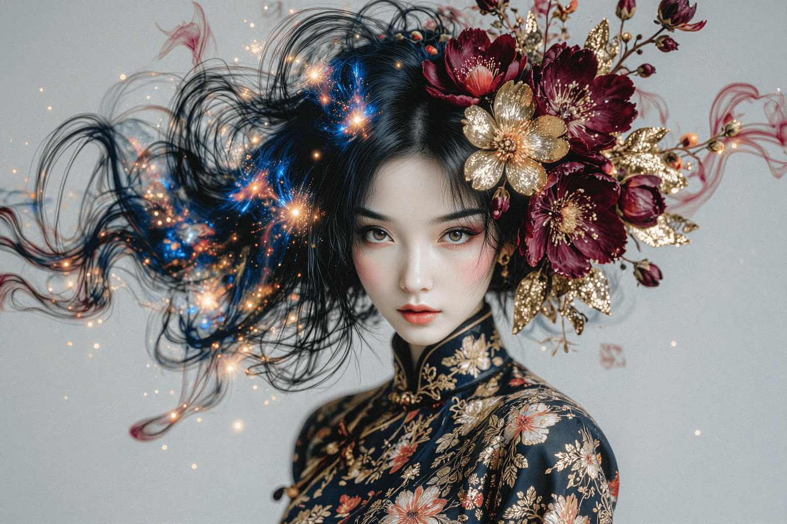 AI generated: This is a breathtaking and avant-garde, cinematic widescreen portrait of a beautiful woman of East A...