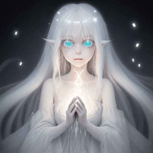 AI generated: masterpiece, best quality, ultra-detailed, ((adorable, cute, kawaii)), BY SHARPY: A ghost girl with ...