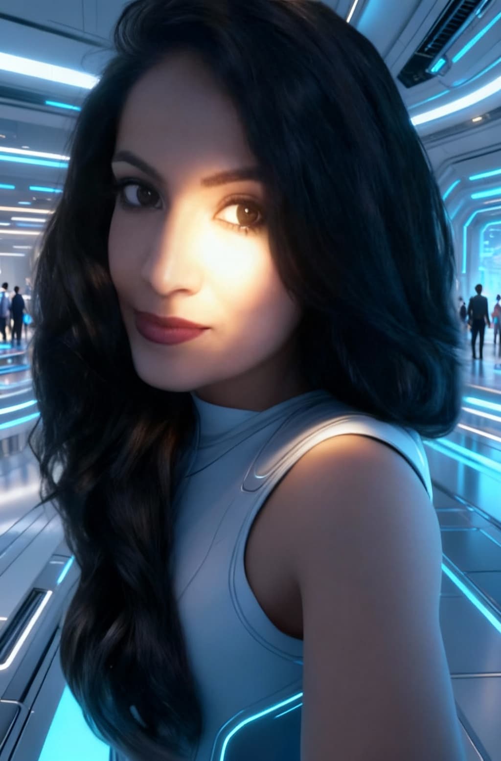 AI generated: Combine characters into an elegant photo, into a cinematic portrait, of a beautifully elegant woman ...