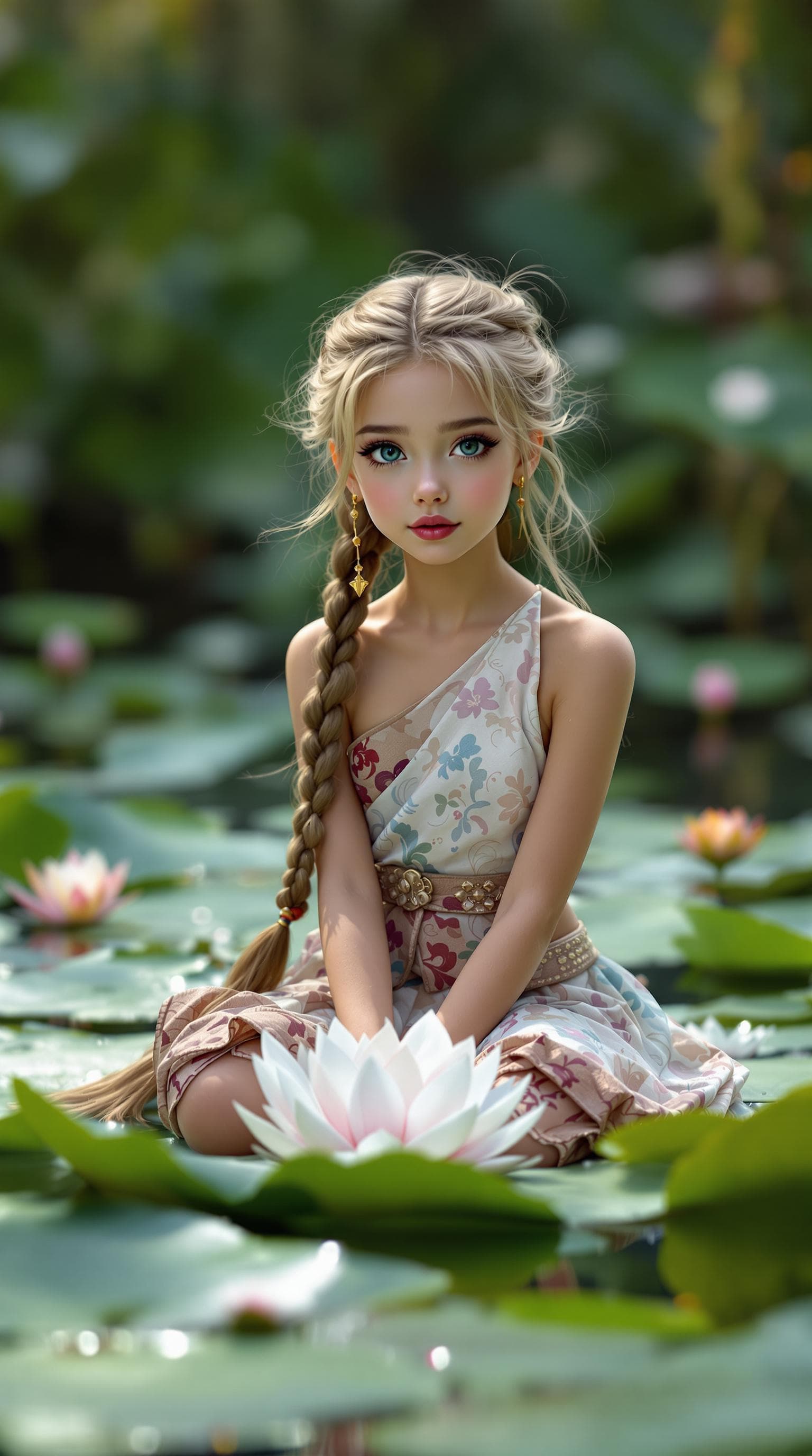 AI generated: a professional photo of a exceptionally beautiful girl in the world (age 12), (twelve year old),  ti...