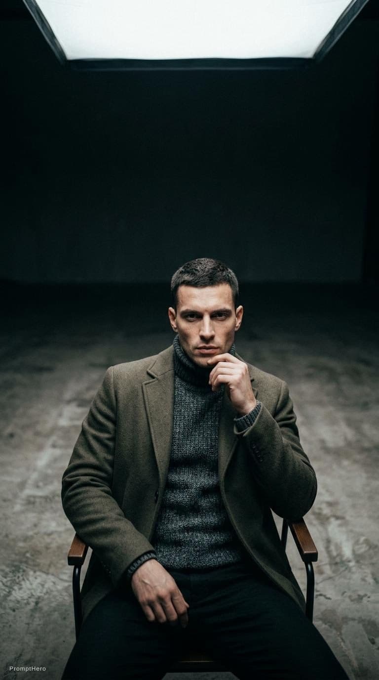AI generated: high-end portrait photography, editorial studio photography, cinematic color grading, vertical compo...