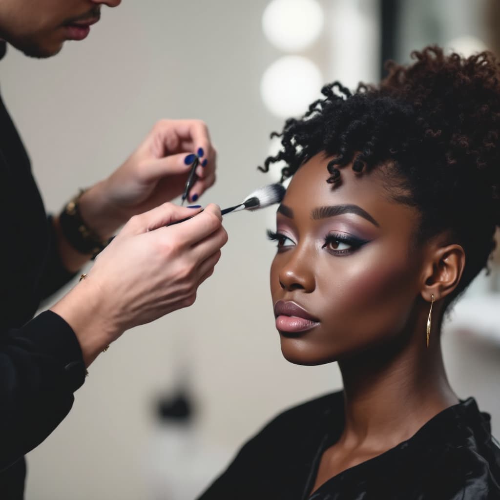 AI generated: ULTRA REALISTIC IMAGE OF A BLACK HAIRDRESSER doing a color dye on A BLACK FEMAKE CLIENTS HAIR IN BEA...