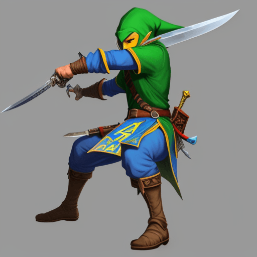 AI generated: Aarakocra swordsman, the Legend of Zelda style, vibrant colors, and Switch game Zelda fantasy
