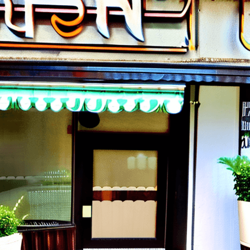 AI generated:  coffee shop with MaiHan name's, front door view
