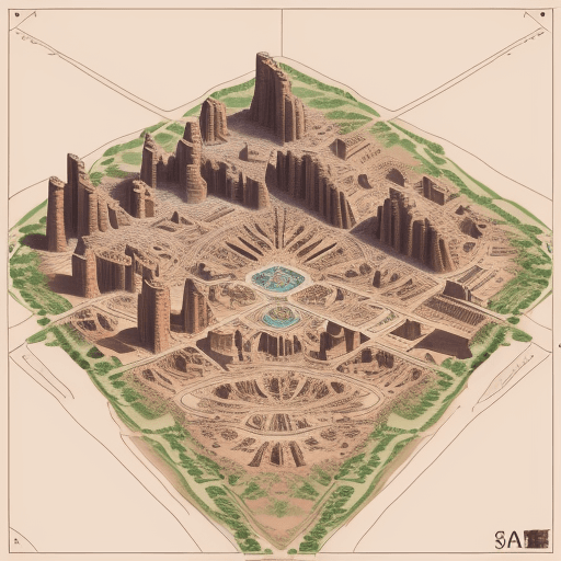 AI generated: Petra city map, in the style of map, realistic satellite, top down view, vector graphics --ar 5:3