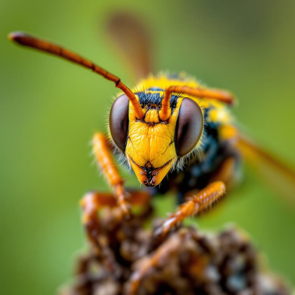 AI generated: Wasp, macrophotography, professional photo, detailed, (high quality:1.1)