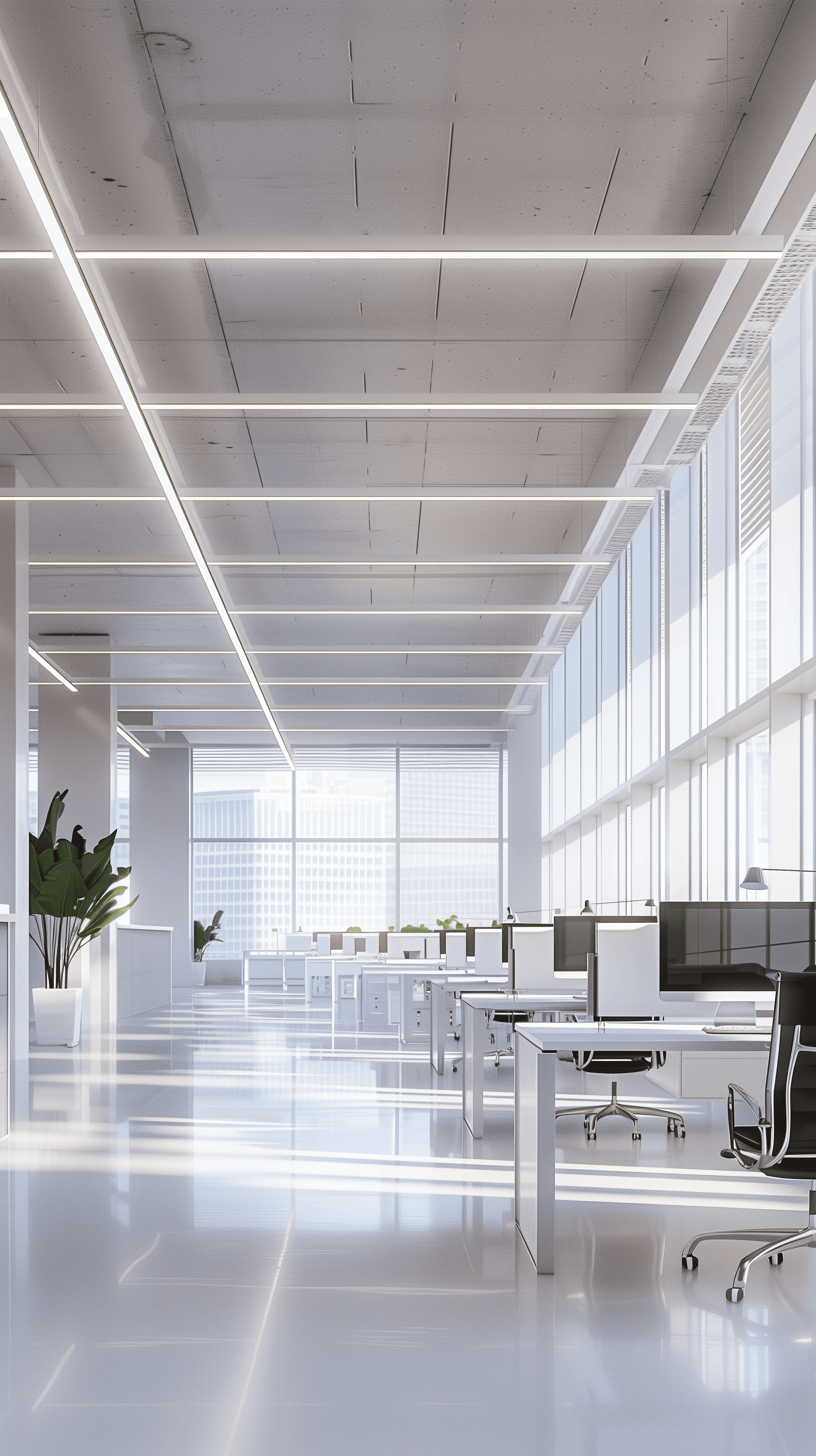 AI generated: photorealistic, perspective, office workstation, medium scale, post-modernism style, used camera is ...