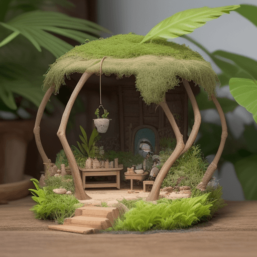 AI generated: Visualiza un círculo de cartón transformado en un pequeño oasis de verdor. La superficie del cartón ...