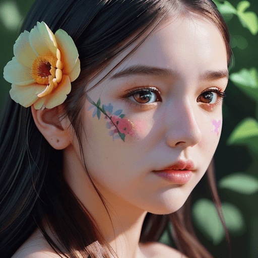 AI generated: picture of a girl dressed in flowers, in the style of artgerm, loose linework, lush and detailed, de...