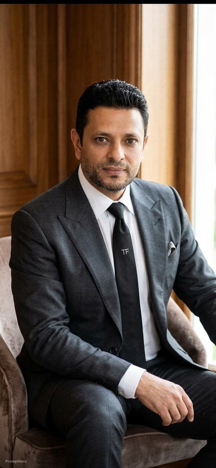 AI generated: male model wearing tom ford suit 