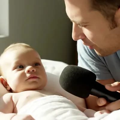AI generated video: A baby around 10 months old is lying on a soft white bed in a sunlit room. The baby looks calm and c...