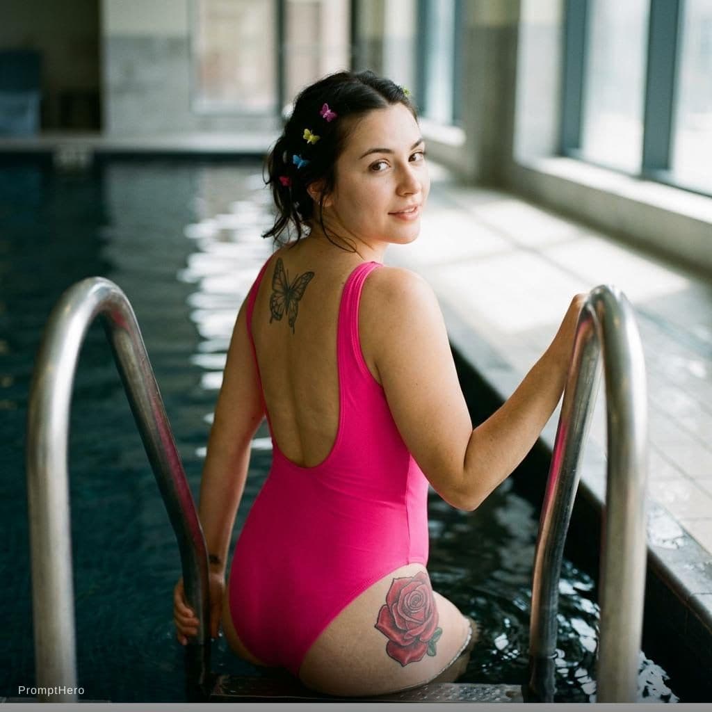 AI generated: A high-quality professional photograph, taken from an over-the-shoulder angle, of a stunning young w...