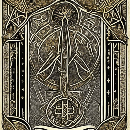 AI generated: beautiful ornate designed tarot card, detailed, intricate borders, occult symbolism, James Gurney st...