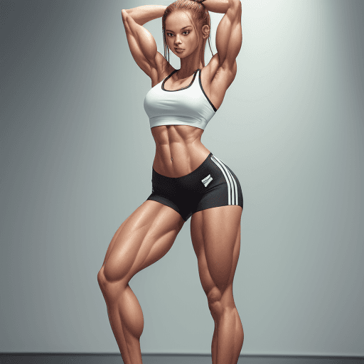 AI generated: Beautiful girl fitness trainer, stands and shows her perfect figure to her full height, well - devel...