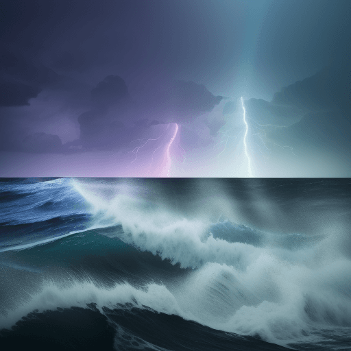 AI generated: stormy sea , rainbow particles , rays of starlight , realistic , beautiful clarity , 4k , best quali...