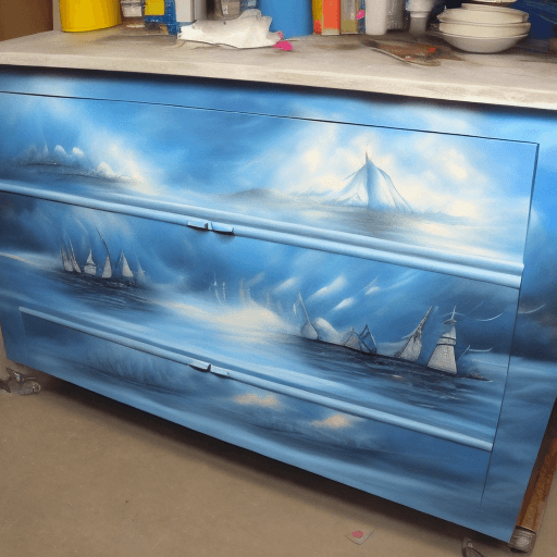 AI generated: AIR BRUSH PAINTING A KITCHEN CABINET