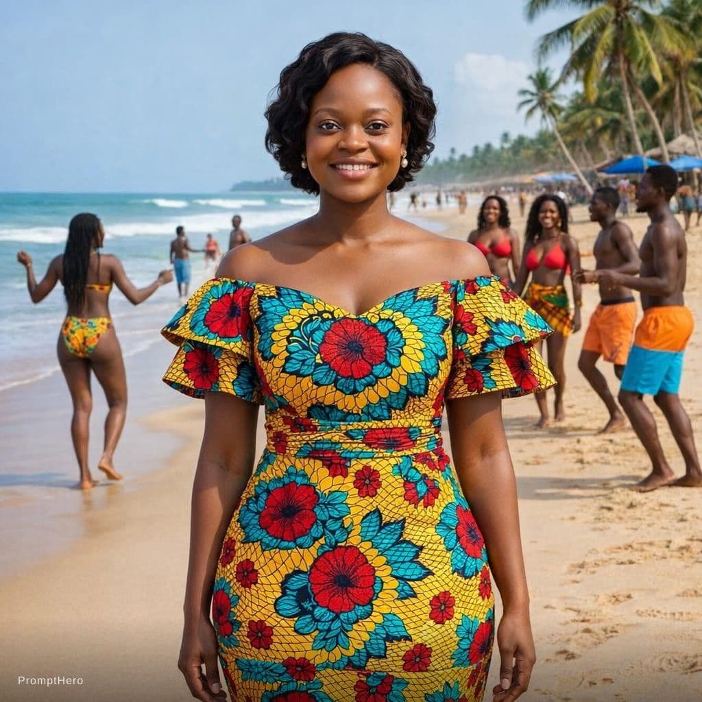 AI generated: A beautiful Nigerian woman wearing Ankara