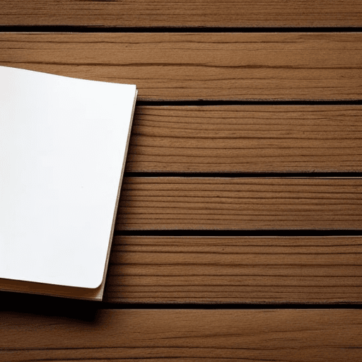 AI generated: open notepad with blank pages, on a Swedish pine wooden floor