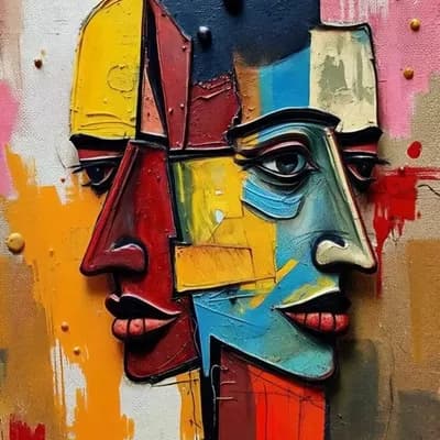 AI generated video:  imagen cubista transformandose con efecto mophing