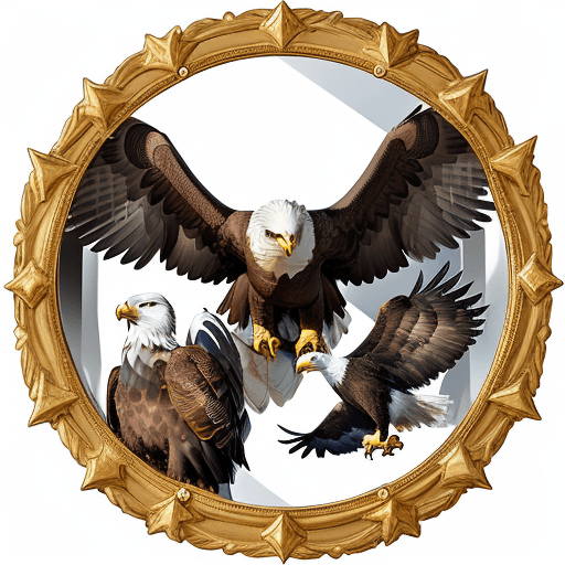 AI generated: 2 letters "G" and mirror image "G", left "G" and right "G" symmetrical and opposite, eagle's head an...