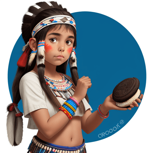 AI generated:  CUTE NATIVE AMERICAN GIRL, National Oreo Cookie Day
