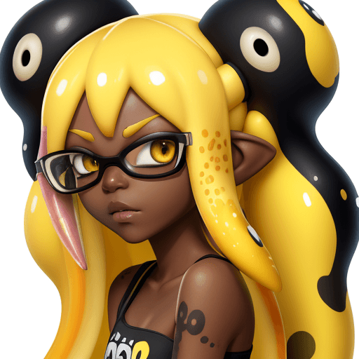 AI generated: splatoon, inkling, dark skin, yellow hair, mindless