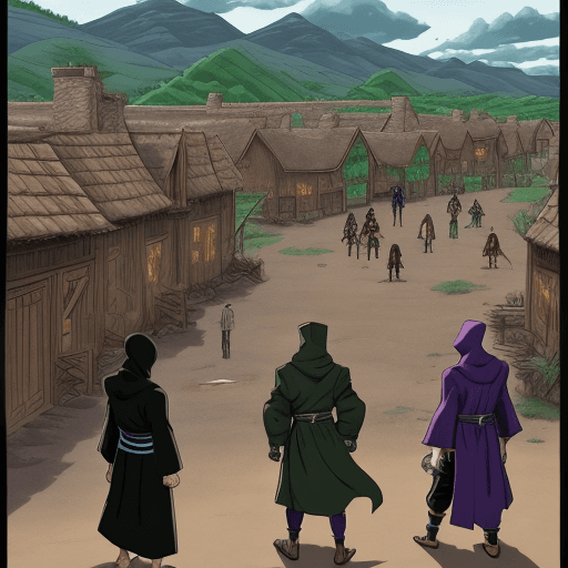 AI generated: jojo's brizzare adventure colored Manga pannel of 3 teenage black boys with robes modest and powers ...
