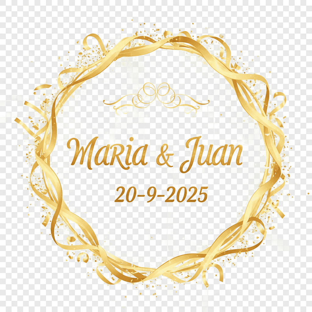 AI generated: voy a hacer un video en una boda y quiero poner en el video una especie de sello con el nombre de ma...