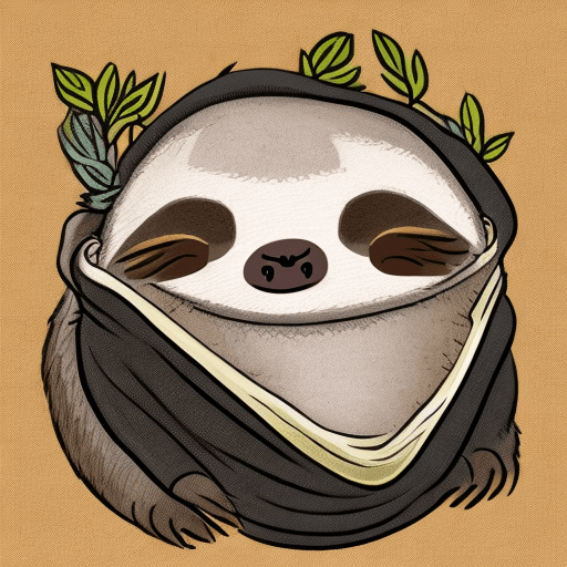 AI generated: A cute cartoon-style illustration of a sloth sleeping in a pocket. The sloth's head and front limbs ...