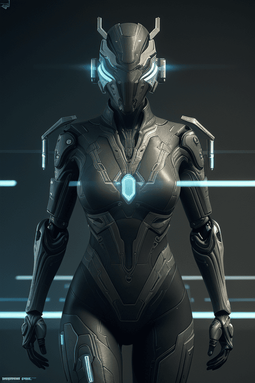 AI generated: dreamlikeart, 3d render of futuristic military cyborg, cyberpunk, warframe, stealth, armored, neon l...