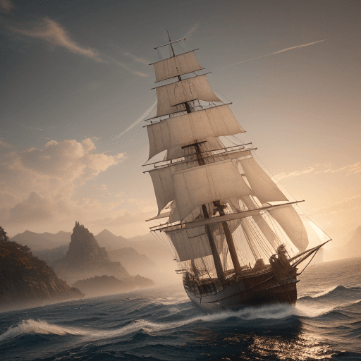 AI generated: Photo of a ultra realistic sailing ship, dramatic light, pale sunrise, cinematic lighting, battered,...