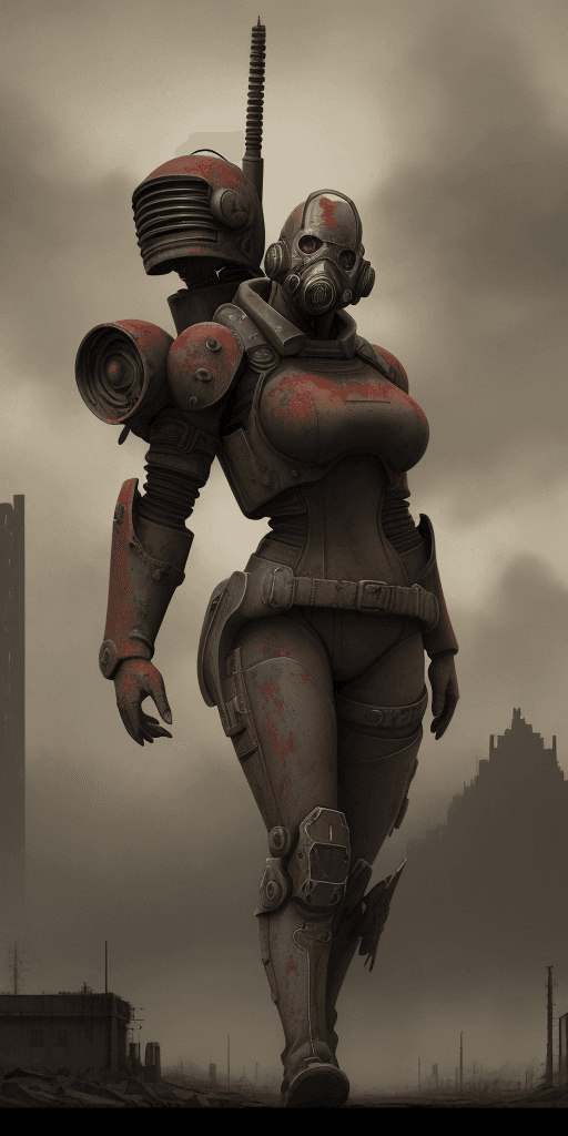 AI generated: a picture of fallout 3 character, in the style of anime art, dark red and beige, monumental ink pain...