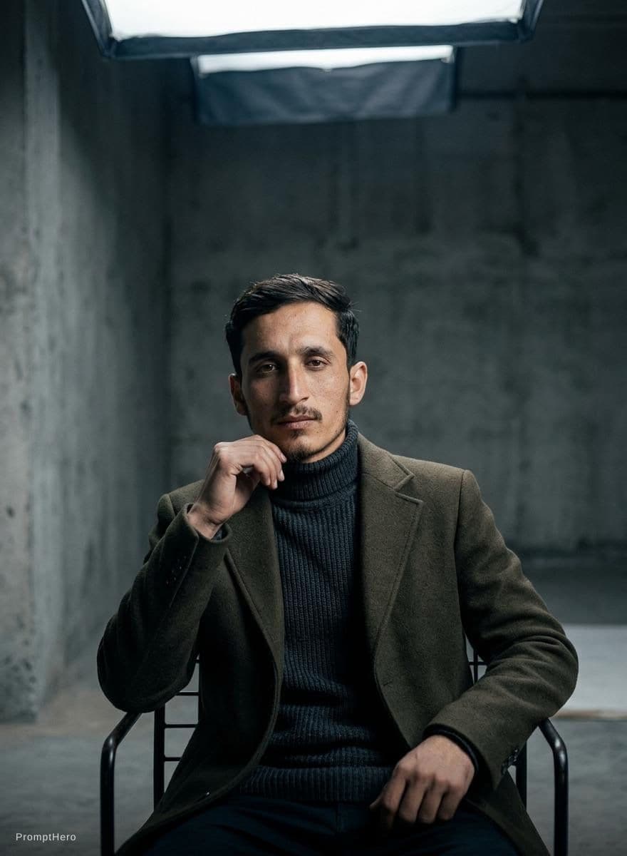 AI generated: high-end portrait photography, editorial studio photography, cinematic color grading, vertical compo...