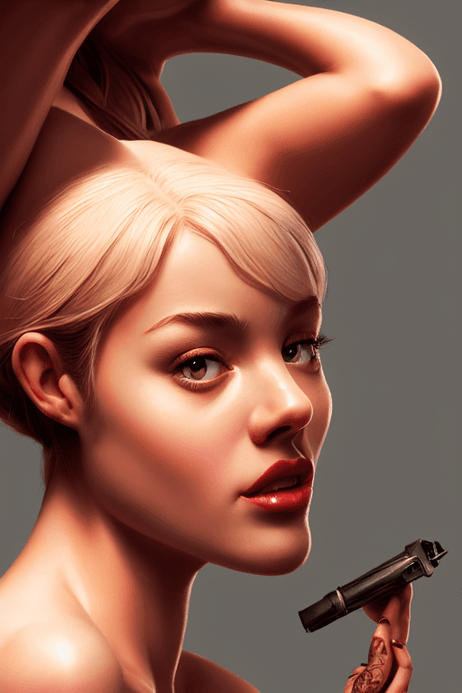 AI generated: Portrait of a sexy Girl, beautiful naked breasts, Artgerm, Pixar, Norman Rockwell, Up, Coco, Luca, W...