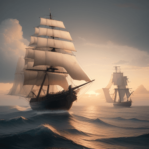 AI generated: Photo of a ultra realistic sailing ship, dramatic light, pale sunrise, cinematic lighting, battered,...