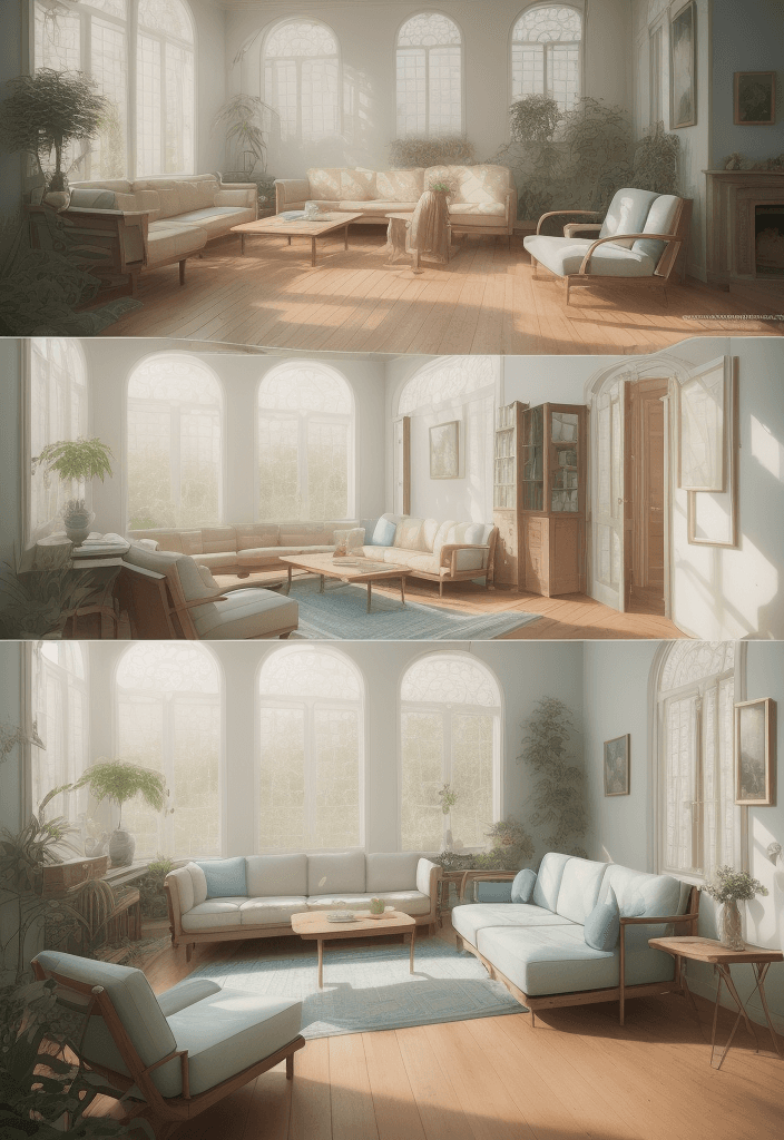 AI generated: High resolution photography interior design, dreamy sunken living room conversation pit, wooden floo...