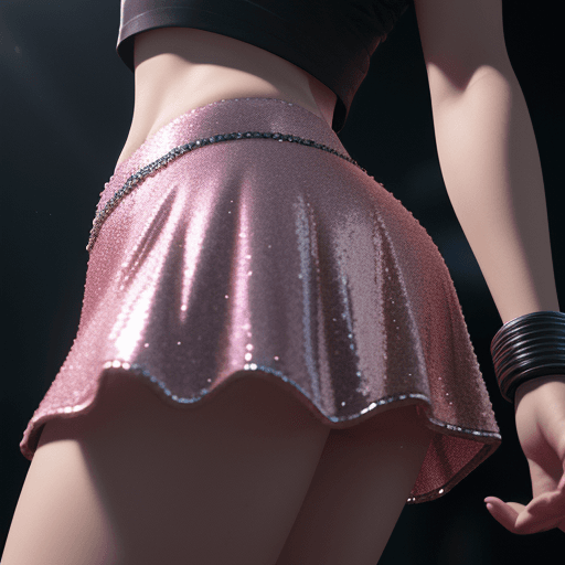 AI generated: Cartoon of a ultra realistic sequin mini skirt, dramatic light, pink, cinematic lighting, battered, ...
