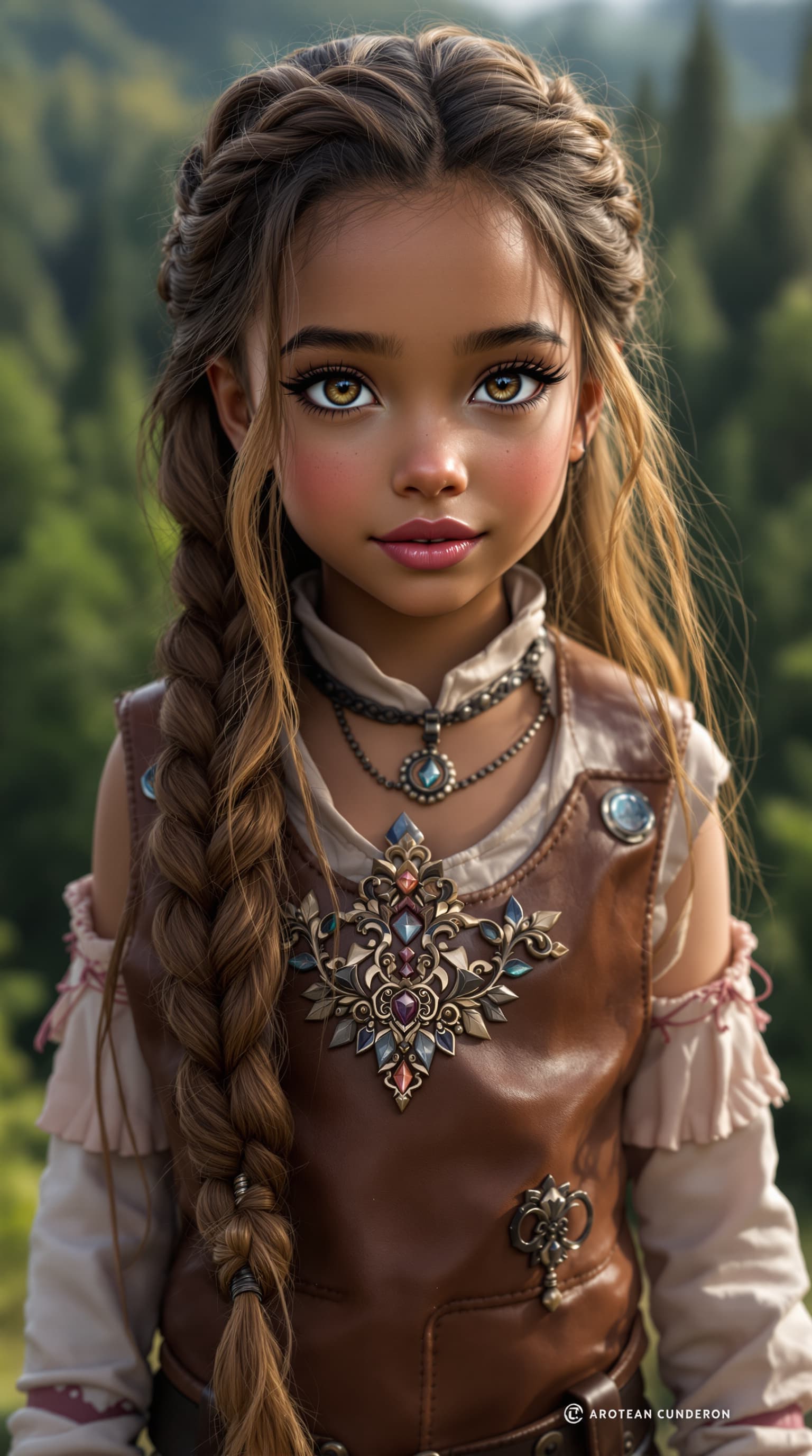 AI generated: A professional photograph showcasing Madison, the most beautiful seven year old girl in the world, r...