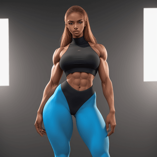 AI generated: Beautiful girl, stands and shows her perfect figure to her full height, well - developed muscles, be...