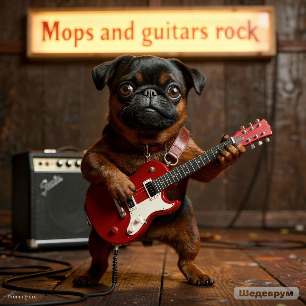 AI generated: Mops and guitars rock