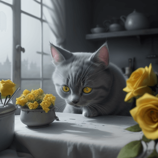 AI generated: The fog enshrouds the scene, creating an air of mystery, Raw photo, artistic photography, gray cute ...