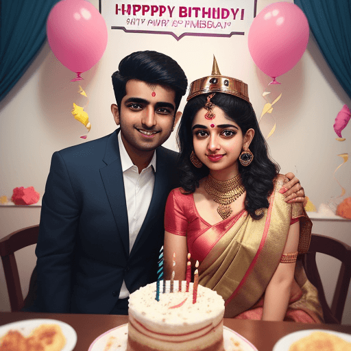 AI generated: Instagram worthy birthday celebration. Kishan with Gopini