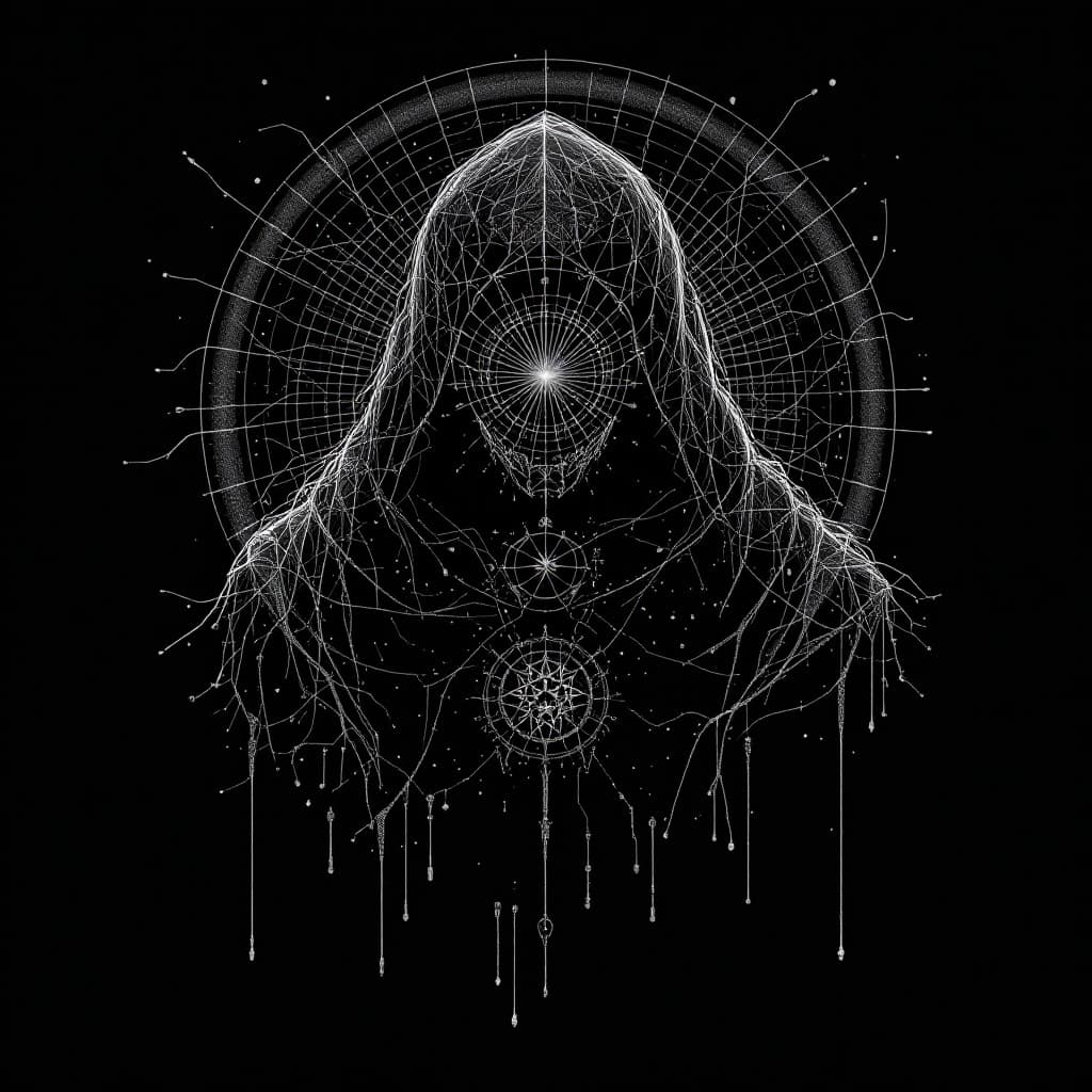 AI generated: cybersigilism, T-shirt design, enigmatic, emo, alpha