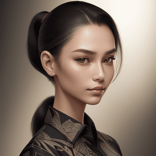 AI generated: A portrait of a young woman with an elegant and sophisticated style with transparent clothes. Her ha...
